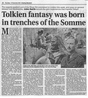 Tolkien fantasy was born in the trenches
